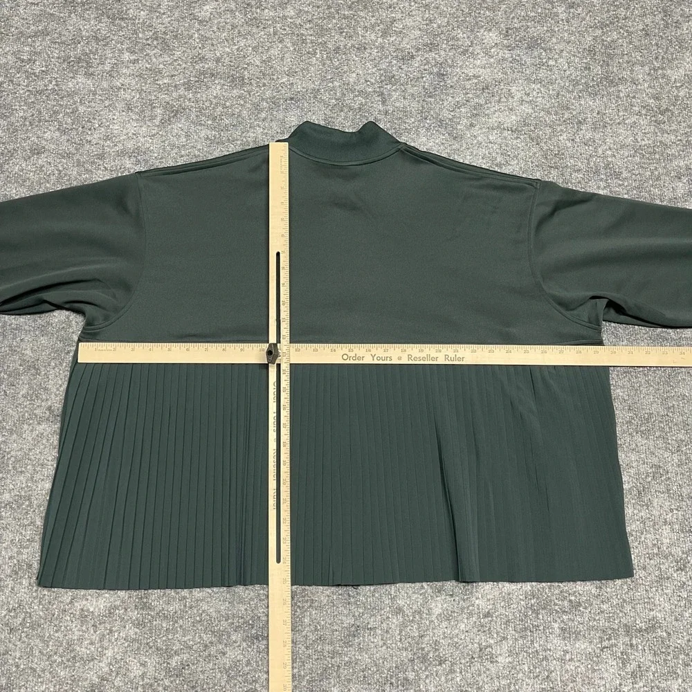 Nike Jacket‎ Womens Large Green Pleated Mixed Media Pleated Bomber Oversized